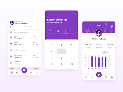 Time tracking app adobexd aplicativo app app design app redesign organizer personal organizer pin code profile profile page time time tracking timeline ui uidesign user profile ux uxdesign