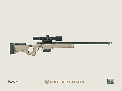 AWM Sniper Rifle - PUBG anotherfanatic art artist awm branding design flat icon illustration illustrations illustrator logo photoshop pubg pubgmobile simple vector