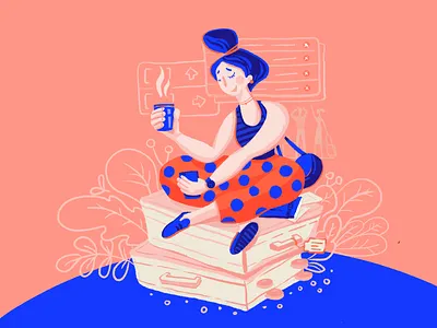 Travel Mood Illustration character character design creative agency design design studio digital art digital illustration digital painting graphic design illustration illustrator interaction design mobile procreate travel traveler trip user experience woman woman illustration