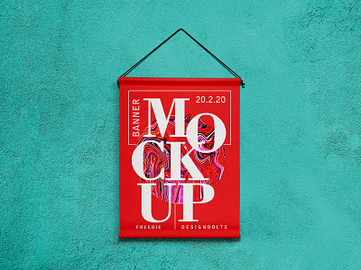 Free Hanging Banner On Wall Mockup PSD banner mockup free mockup freebie hanging banner mockup mockup psd psd mockup
