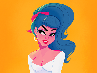 BlueHairDon'tCare characterdesign illustration pin up pin up girl pinup