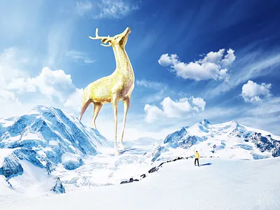 Deer God deer digital art golden photo composite photoshop retouching surrealism
