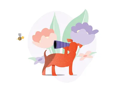 Nothing Here bee characters dog illustration vector