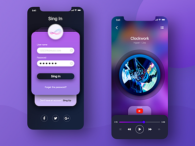 Music Player adobe xd app color dark design music player player ui ux