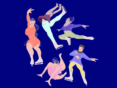 Illustration - stylized people figure skate illustration skillshare