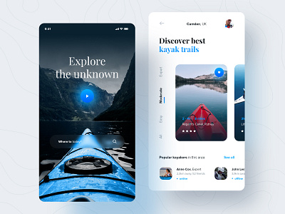 Kayak trails finder app application canoe clean design kayak minimalistic mobile search travel ui ui design ux ux design