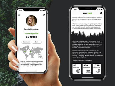 PlanTree - Profile and Learn More screens app design ios iphonex newbie reforest ui ux