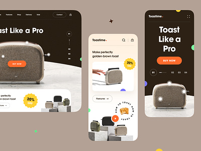 Smart Toaster - Product Landing Page belnder bread breakfast cooking design agency ecommerce electronic device food homepage kitchen accessories landing page marketing mockup product landing restaurant toaster web design website