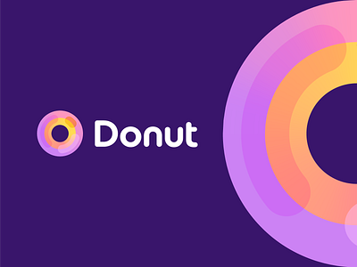 Donut bake blockchain branding cake circle crypto crypto currency donut doughnut gradient identity logo mark modern o oval sweet symbol tech technology