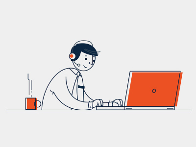 Happy to work 2d character explainer video illustration minimal office storyboard vector visual style