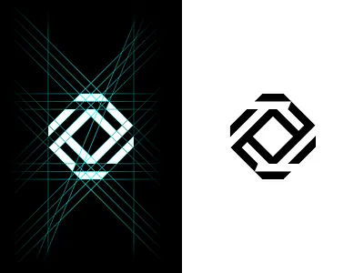 diamond 2d abstract design diamond flat geometric gradient grid icon logo logotype mark minimal minimalistic negative space octagon sign simple symbol vector