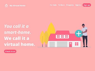 My Virtual Home - Landing page -Concept artdirection concept desktop app illustration interface landing page minimal product design ui uidesign ux uxdesign