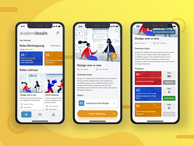 Akademi Desain 2 (Akademi Desain app) app class course design class exploration mobile app sebo studio ui uplabs user interface ux