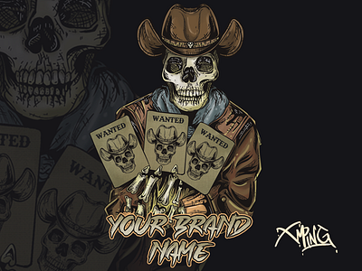 Cowboy Skull art artwork branding clothing cowboys design illustration traditional art tshirtdesign vector wanted