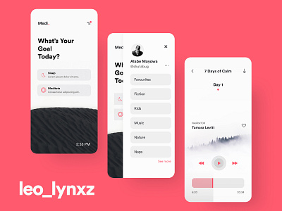 Meditation App adobe xd app black and white design figma flat icon illustration logo meditation meditation app minimal music player ui ui design unsplash ux web design webdesign website