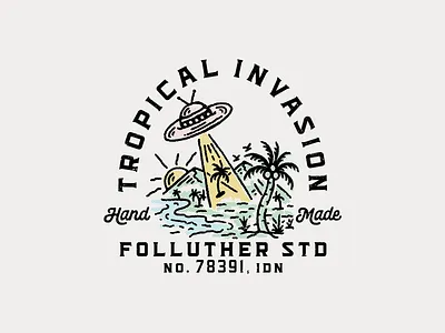 TROPICAL INVASION apparel apparel design badgedesign brand branding clothing design clothingbrand custom art design illustration logo merch merch design outdoorapparel supplyanddesign surf vector vintage art vintage design