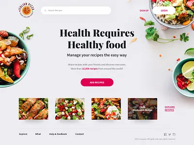 Recipes Homepage clean cooking creative design healthy healthy eating healthy food kitchen modern recipes typogaphy