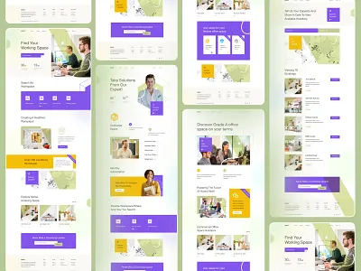 Co-Working Space Website branding business case study co work co working space design enterprise header illustration illustrations landing page minimal office solution space ui ux web web design website