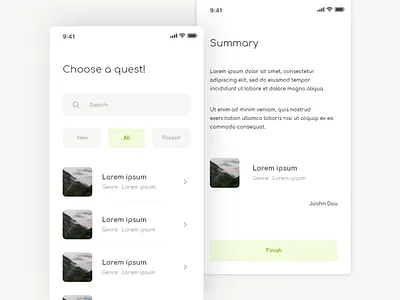 Quest App app design quest ui ux