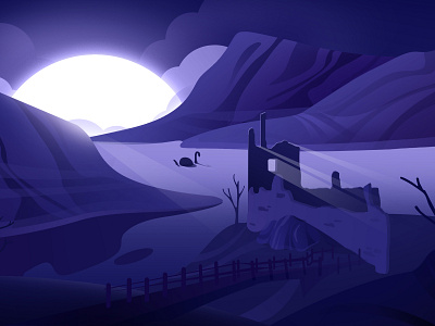 Loch Ness blue dribbble hello hellodribbble illustration light lochness monster mood purple sea vector