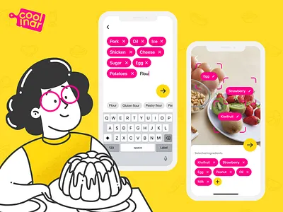 Coolinar | Recipe Mobile App app branding cookbook cooking design figma food food app icon illustration illustrator ios logo mobile recipe app recipe card recipes ui ux vector