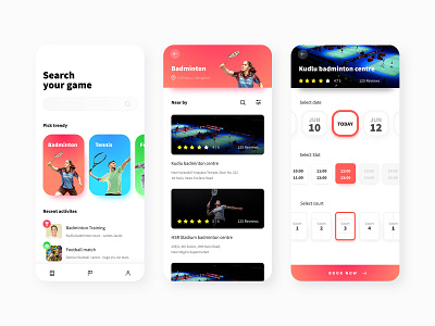 Sports booking app badminiton booking booking app event booking app events football game game booking app invision invision studio invisionapp invisionstudio mobile app design sports sports booking app ui design