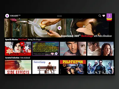 Day 025 Smart TV app for desktop #dailyui 360 view dailyui day025 festival movies netflix smart tv streaming app tv tv app ui design