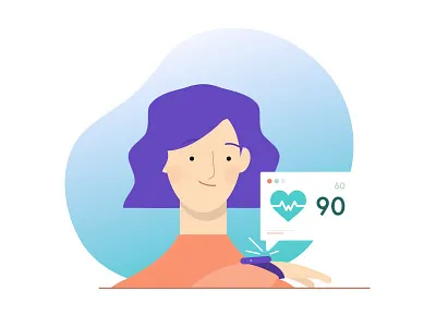 Smartwatch 2d animation blue branding burn calories character design gradient color heartrate illustration pulse purple smartwatch tech time ui ux vector wave