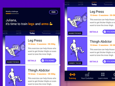 Home screen - Gym app redesign android exercise gym mobile training ui