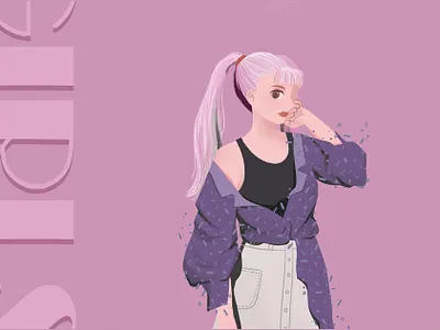 pink drawing fashion girl illustration