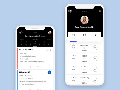 iOS App | ALTR Project app athlete calendar fitness fitness app health interface ios mobile mobile app mobile design mobile ui program sport ui user interface ux