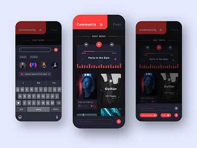 Music App card community music player ui ux