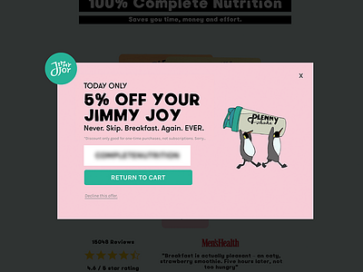 Jimmy Joy Justuno Lead Capture design health justuno lead capture popup wellness