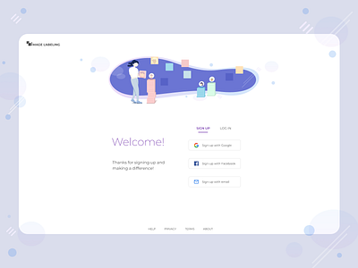 Image Lebeling Log In & Sign Up Page illustration log in sign up ui