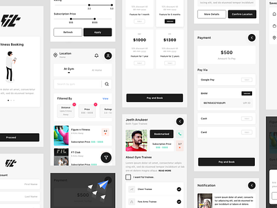 Gym App Fresh UI app branding card view clean color concept design fitness app gym app icon illustration logo minimal mobile notification payment method subscription typography ui ux