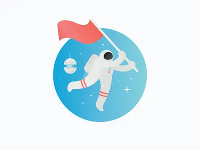 Space Guy 1 astronaut droid flag helmet mission space stars technology