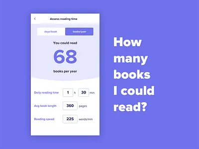 Calculator books calculator dailyui dailyui 004 input field mobile app mobile ui reading app switch