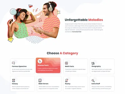 Category section for musical tool web branding category page design flat homepage design illustration memphis style music art pop art ui ux web website