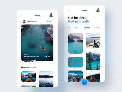 Kayak trails finder app application design gallery kayak mobile mobile ui tiles trails travel ui ui design ux ux design