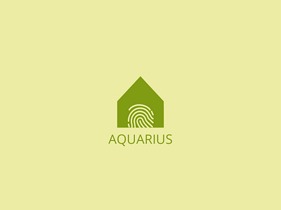 Aquarius Logo clever fingerprint flat home logo minimalist