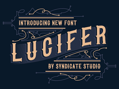 Lucifer font (BONUS 2 skulls illustration and 4 Refline Badges) badges blackletter blackletterfont branding design detail digital illustration displayfont font font design illustration logo modern poster refline skull t shirt tattoo ui vector