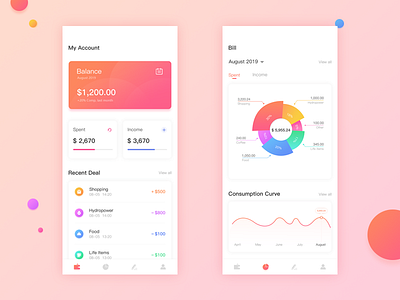 Record bill app app bills clean colorful gradient wallet