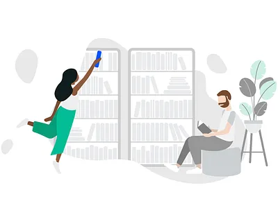 Help Page Illustration bookcase books design faq faqs flat help illustration library reading research vector