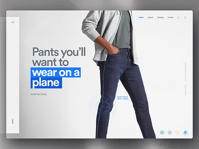 Clothing Hero Exploration clothing design exploration hero interface jeans landing page pants travel ui