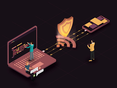 Wireless Transfer Security adobe illustrator design isometric design isometric illustration vector