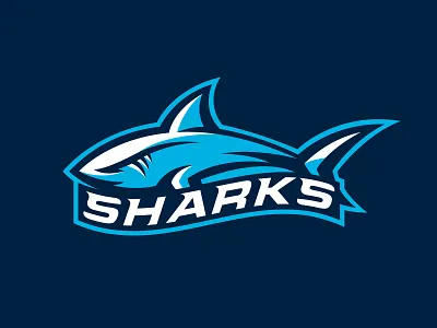 Shark Mascot Logo aggressive animal animal logo athletic blue branding design icon identity illustration logo mascot mascot logo minimalistic sea shark sport sports sports logo vector water