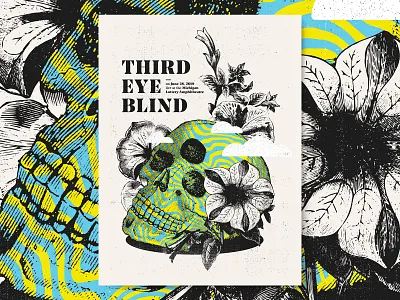 Third Eye Blind bright flowers gig gigposter lines poster psychedelic screenprint skull