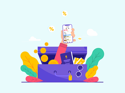 travel bag application concept flat illustrations illustrator