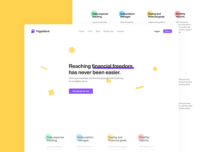 PiggieBank Landing Page app clean concept figma finance flat landing page minimal ui ux web website