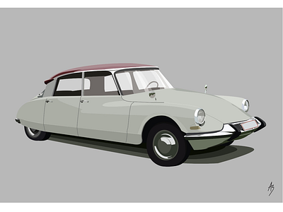 Citroen car classic digital art fun illustration oldtimer vector